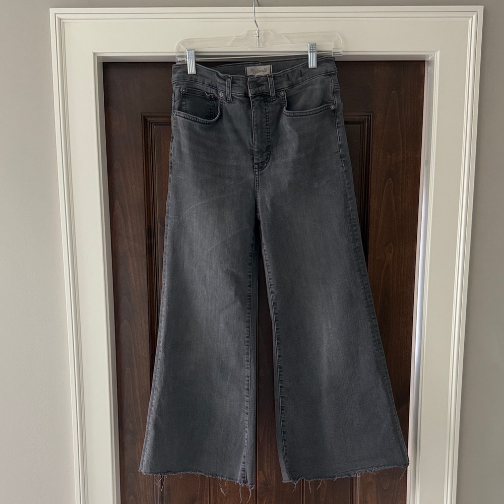Madewell Wide Leg Flare Jeans in Charcoal Gray